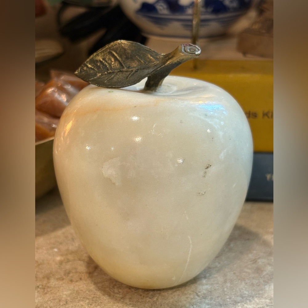 Elegant Cream Marble Apple Decor - Picture 1 of 9